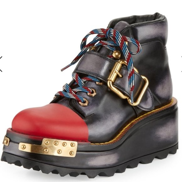 Prada Buckle Leather 60mm Hiking Boot